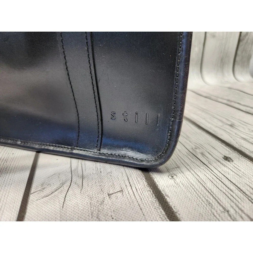 Still Nordic Black Leather Convertible Crossbody Tote Bag Commuter Briefcase